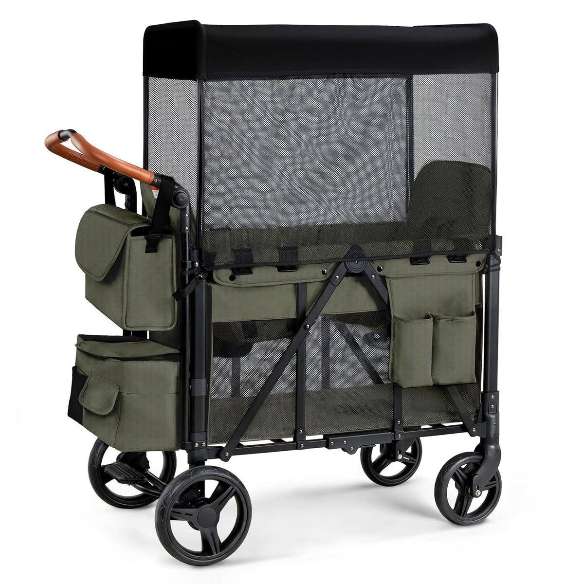 stroller wagon with rubber wheels Bonnlo Wagon Stroller for 2 Kids,Foldable All-Terrain Wagon for Toddle –  bonnlo
