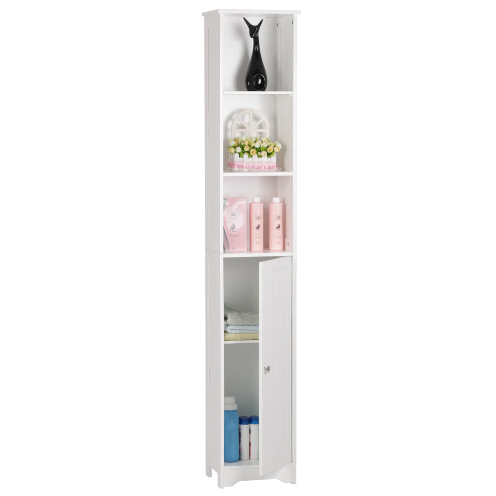 Bonnlo Bathroom Organizer and Storage Wooden Side Bathroom Cabinet with 4  Drawers Free Standing Cabinet White for Bathroom Bedroom Living Room