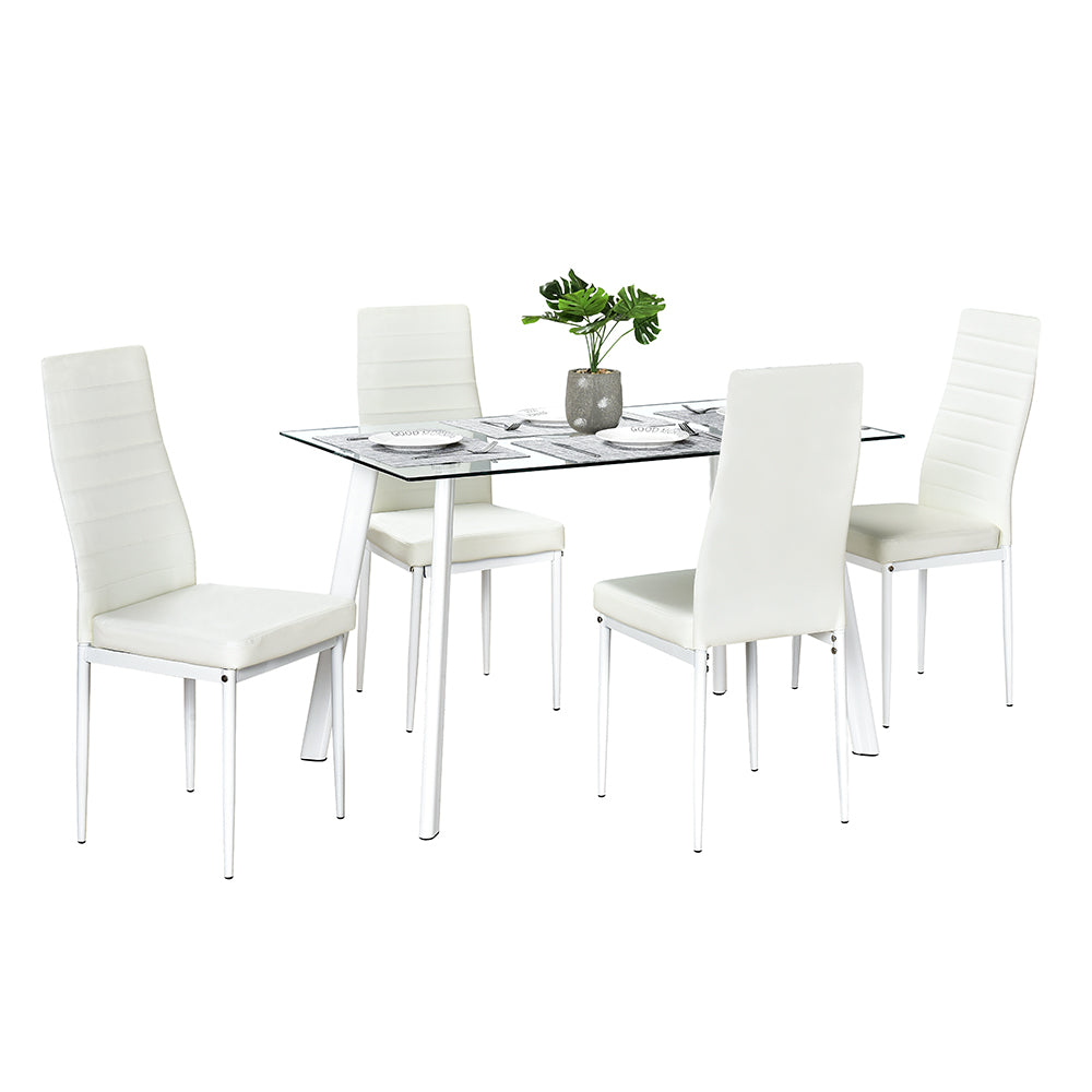 Bonnlo 5Piece Kitchen Dining Table with Chairs,Clear&White bonnlo