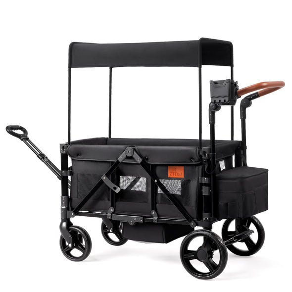Bonnlo Wagon Stroller for 2 Kids, All-Terrain Wagon for Kids with Footwell, Canopy, Adjustable Handle & Pull Bar for Infants, Parent Organizer