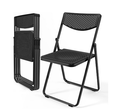 BONNLO Plastic Folding Chairs with Breathable Mesh Seat and Sturdy Metal Frame 350 Pounds Capacity