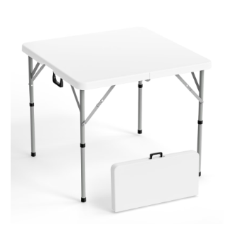 Matladin 34" Square Table, Bi-Folding Commercial Table, Portable Plastic Dining Card Table for Outdoor