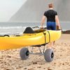 Bonnlo Kayak Beach Cart, Width Adjustable 6.3"-18.7" Universal Canoe Dolly Heavy Duty Kayak Trolley with 12" Balloon Beach Wheels, Kickstand, and Free Pump, Sturdy 330 Lb Weight Capacity