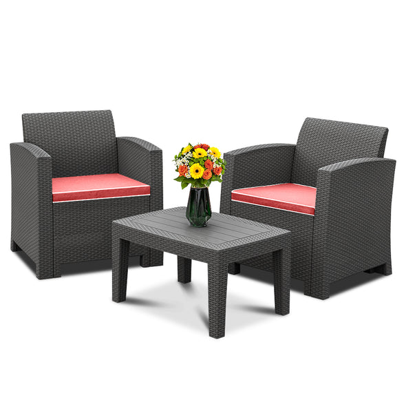 Bonnlo 3pcs Garden Furniture Set(Black)