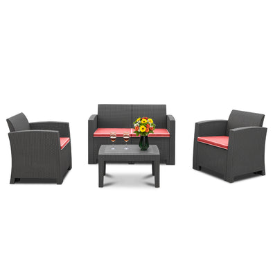 Bonnlo 4 Piece Patio Furniture Set(Black)