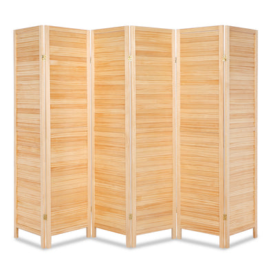 Bonnlo Wood Room Divider (Natural, 6 Panels)