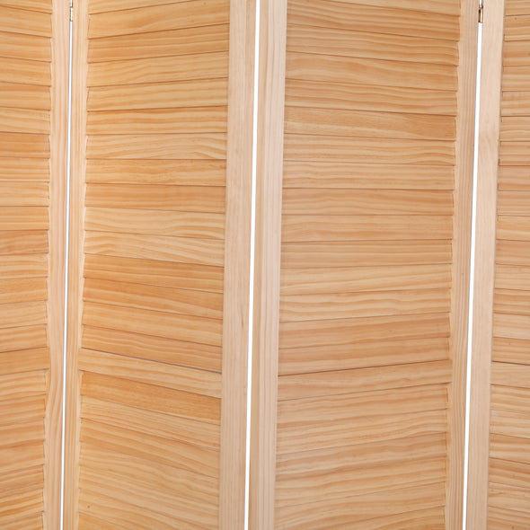 Bonnlo Wood Room Divider (Natural, 6 Panels)