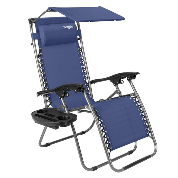 Bonnlo Folding Recliner Chair with Canopy (Blue)