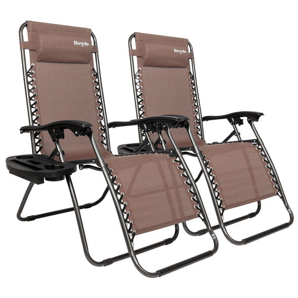 Bonnlo Folding Recliner Chair Pack 2(Brown)
