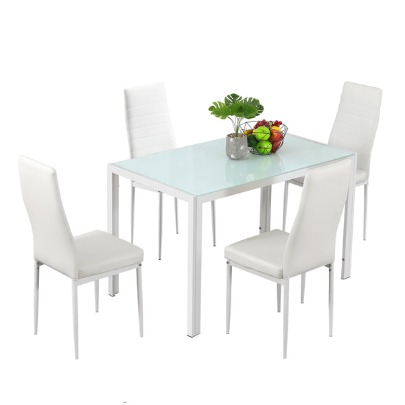 Bonnlo Glass Dining Table with Chairs for 4 Person
