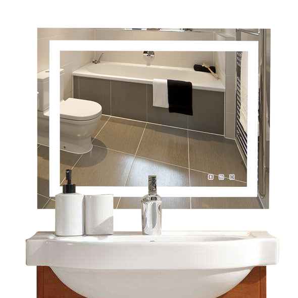 Bonnlo 36"×28" Dimmable Led Bathroom Mirror with Bluetooth Speaker&Touch Button&Anti-Fog Function