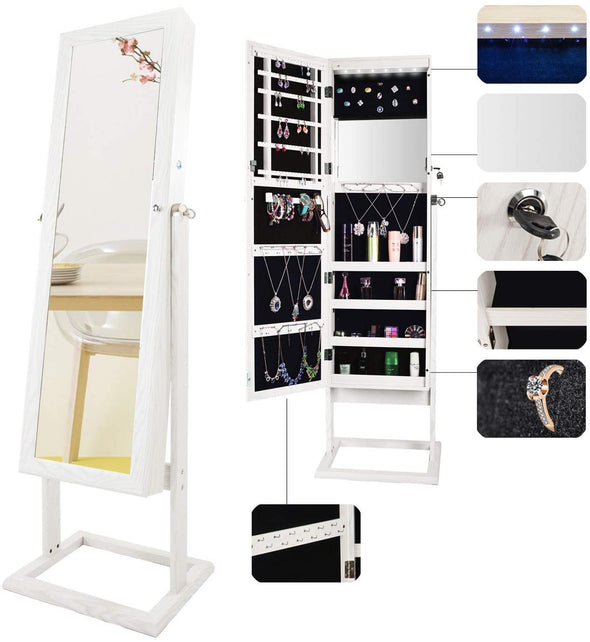Bonnlo Jewelry Armoire Freestanding with LEDs