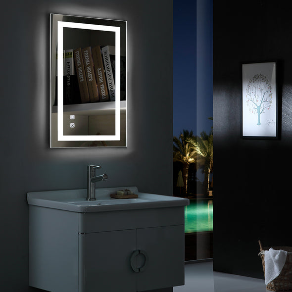 Bonnlo 36"×28" Dimmable Led Bathroom Mirror with Touch Button and Anti-Fog Function