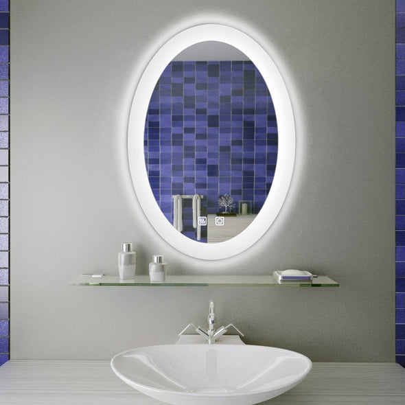 Bonnlo 28"×20" Dimmable Led Bathroom Mirror with Touch Button and Anti-Fog Function,Oval