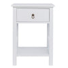 Bonnlo White End Table with Drawer and Storage Shelf