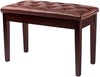 Bonnlo Brown Duet Piano Bench with decorative buttons
