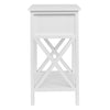 Bonnlo White End Table with Drawer and Storage Shelf