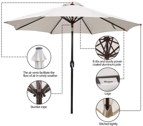 Bonnlo 9 ft Patio Umbrella Beige