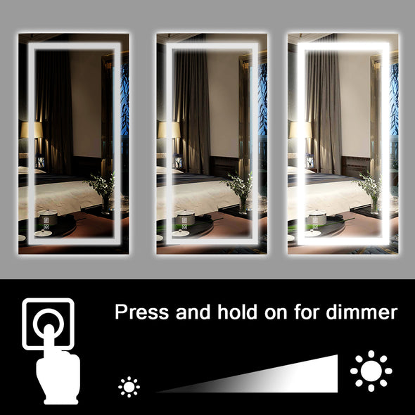 Bonnlo 48"×24" Dimmable Led Bathroom Mirror with Touch Button and Anti-Fog Function