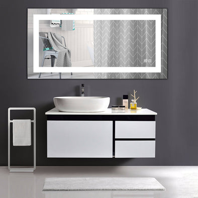 Bonnlo 48"×24" Dimmable Led Bathroom Mirror with Touch Button and Anti-Fog Function