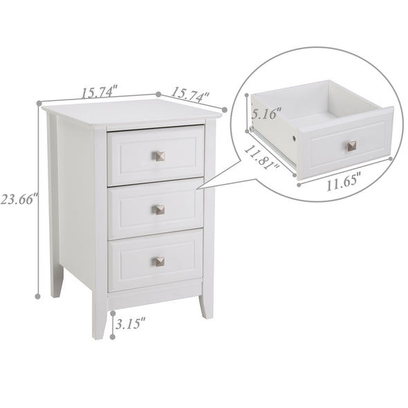 Bonnlo Three-drawer Nightstand, White