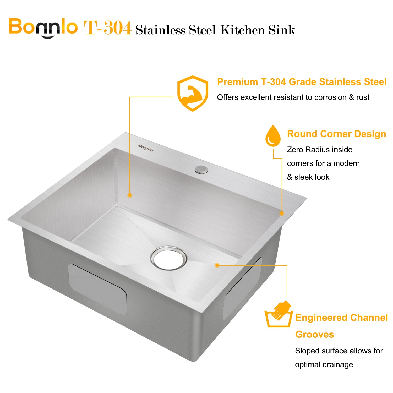 Bonnlo Upgraded Commercial Hand Wash Sink Stainless Steel Prep/ Bar Sinks -  Wall Mount Utility Sink with Faucet, Heavy Duty Hand Washi