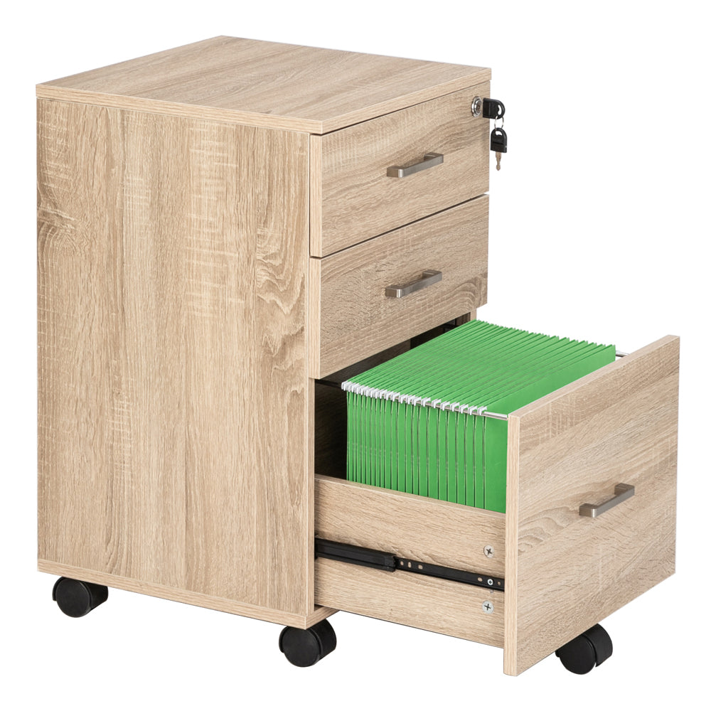 Bonnlo 3 Drawer Rolling Wood File Cabinet